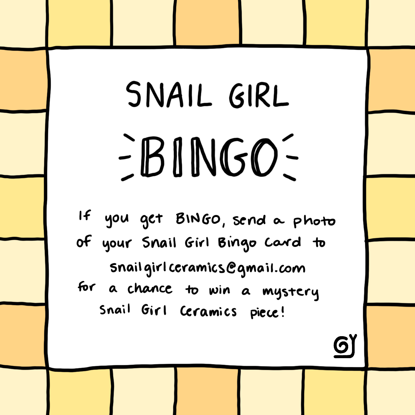 Snail Girl Bingo - September